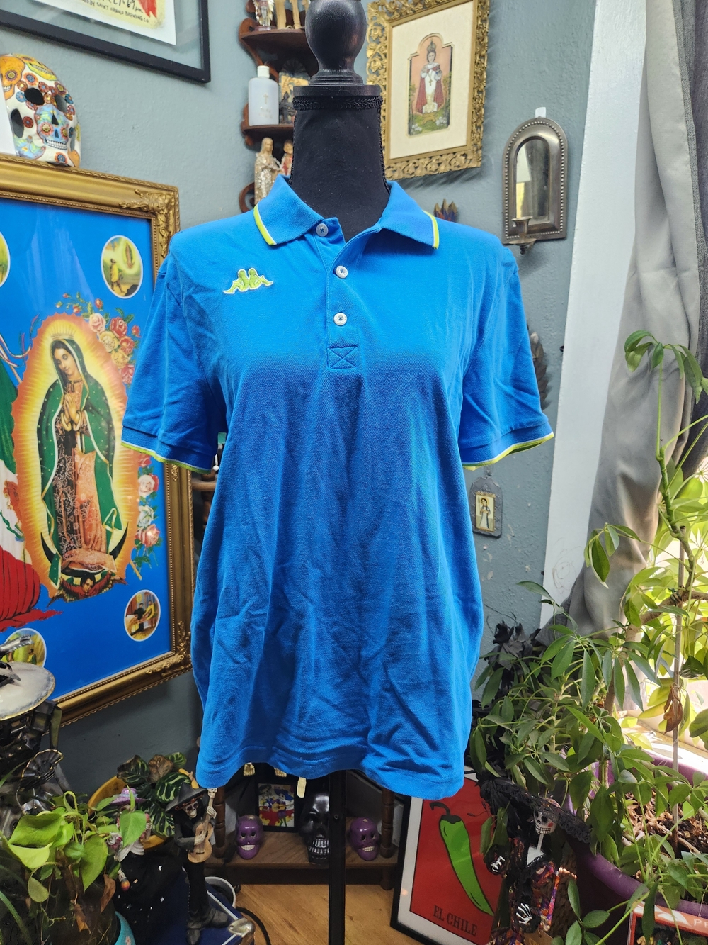 Kappa Men’s Bright Blue Polo with Yellow Piping